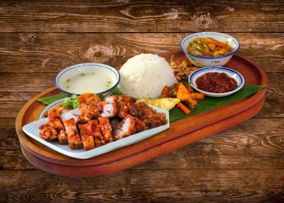 Theju Red Fried Pork Belly Tray | ่๏ผ theJU.sg